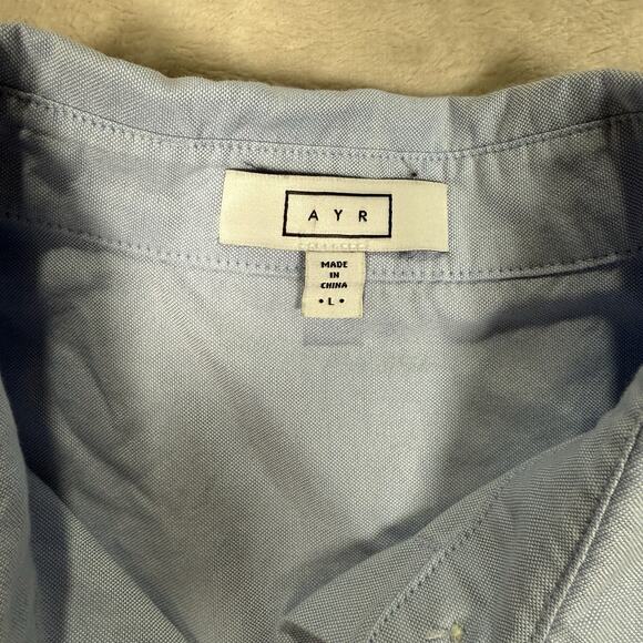 AYR Women's The Book Club Cropped Button Down Top Oxford Blue Womens Size L - Picture 3 of 7